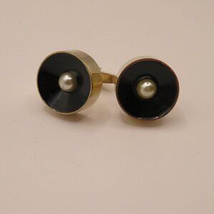 Sarah Coventry Gold Tone Cuff links with Faux Pearl